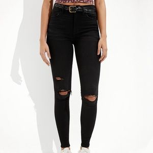 AE Next Level Black Ripped Super High Waisted Jegging